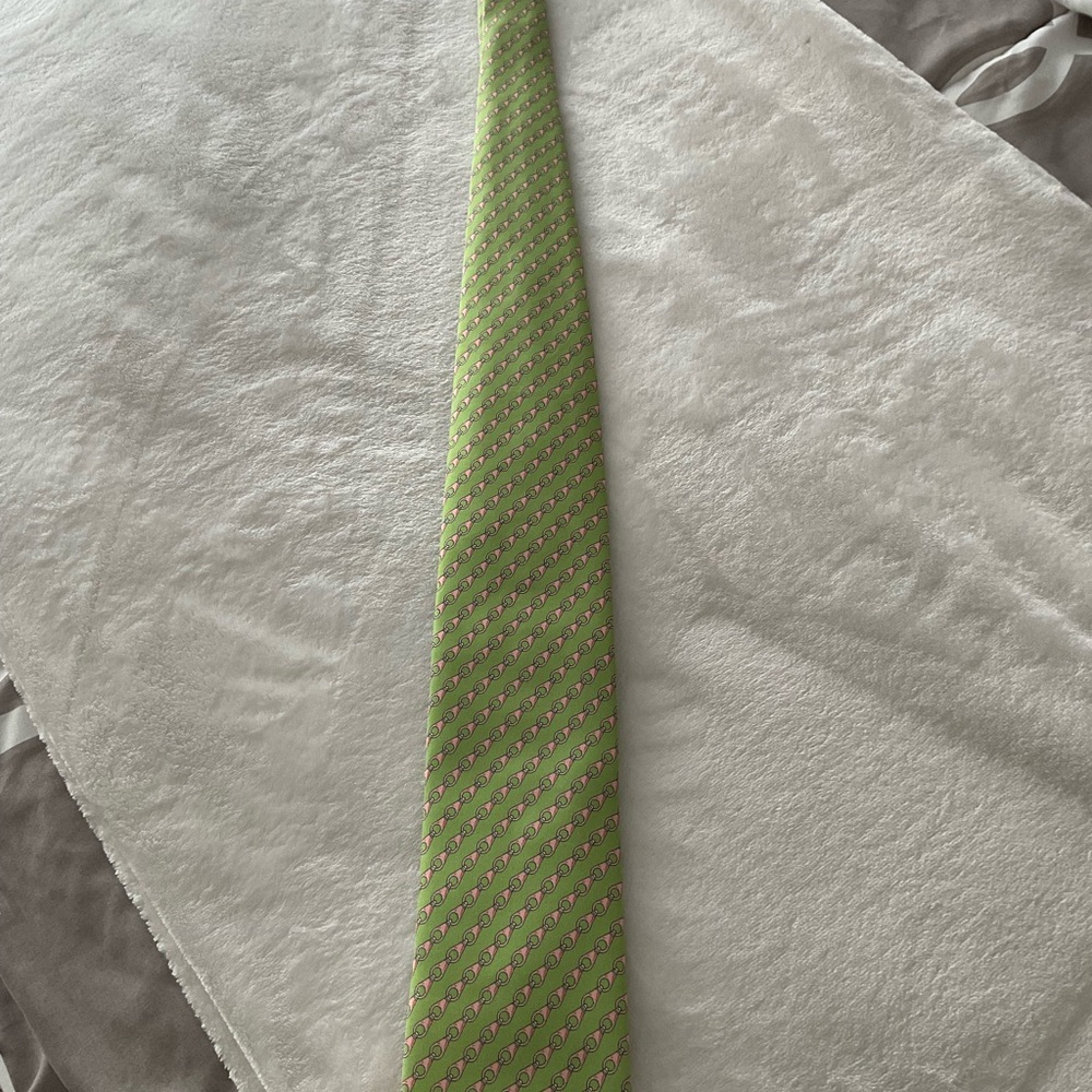 Men's Lime Green Patterned Silk Tie